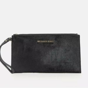 NEW! Michael Kors Bedford Haircalf Large Zip Clutc